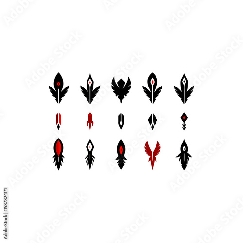 different cursed feather talisman icons set 