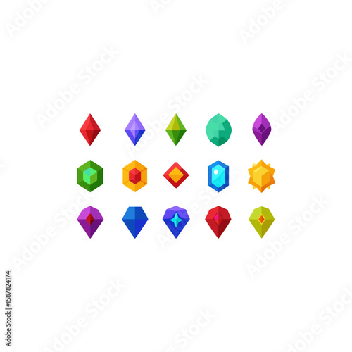 different cursed gemstone icons set 