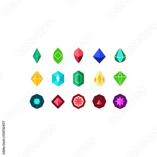  different cursed gemstone icons set on white 