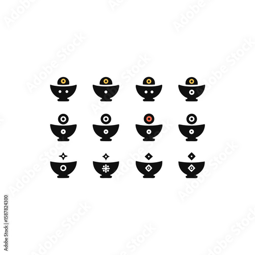  different cursed ritual bowl icons set on white