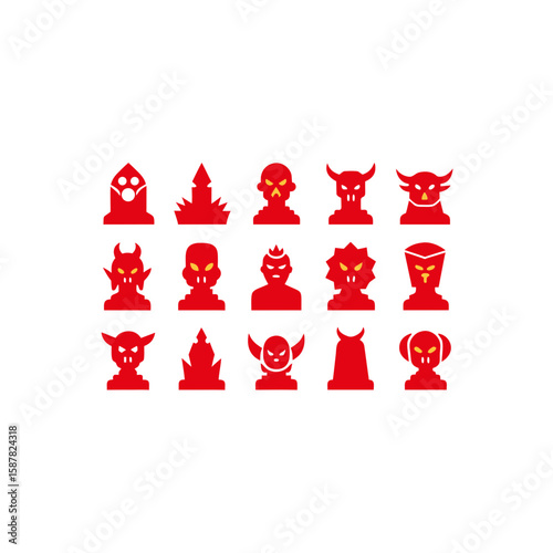  different cursed statue fragment icons set 