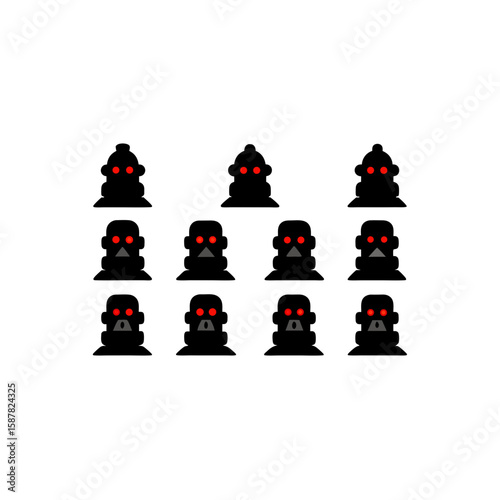  different cursed stone idol icons set on white  