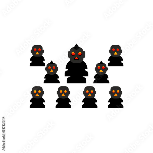 different cursed stone idol icons set on white .