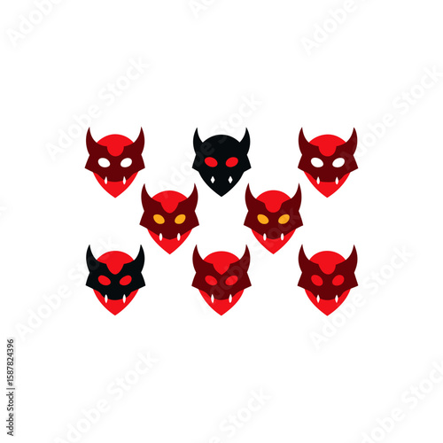  different cursed twin mask icons set 