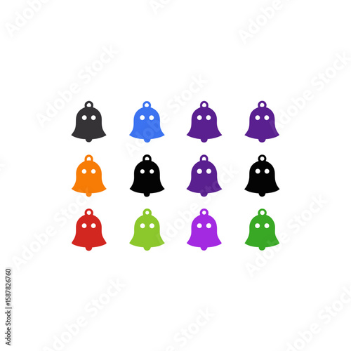 different ghost bell pendant icons set on white 