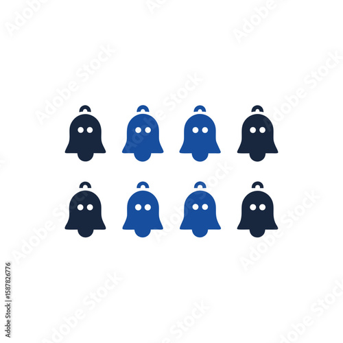  different ghost bell pendant icons set on white