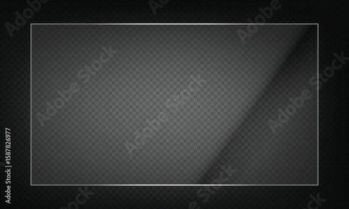 16:9 vector image of a mirror reflection, suitable for application on glass, plastic, or acrylic window surfaces. Offers a glossy, luminous appearance with bright highlights and transparency. 