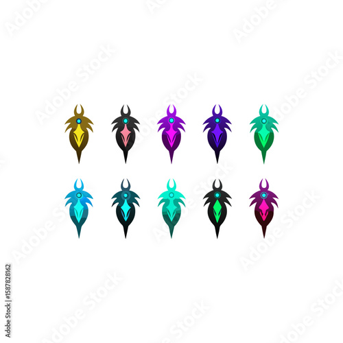  different glowing talon pendant icons set