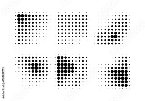 Halftone gradient. Dotted gradient, smooth dots spraying and halftones dot pop art comix pattern