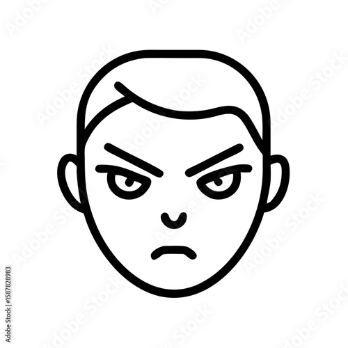  Angry face line icon expressing irritation or rage