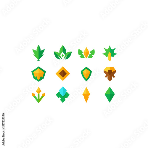  different jungle relic shard icons set on white 