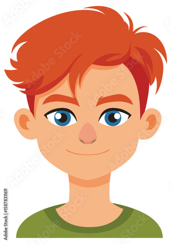 Smiling Red-Haired Boy Illustration