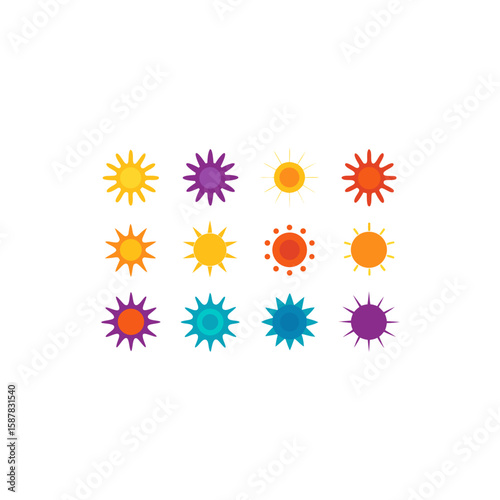 different spectral sun symbol icons set