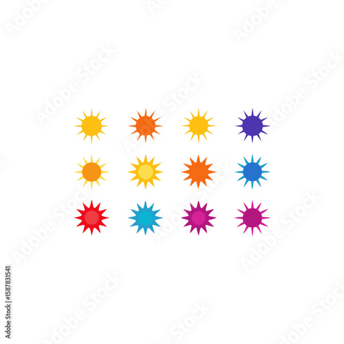  different spectral sun symbol icons set 