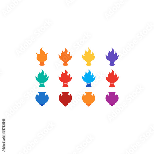  different spectral flame urn icons set 
