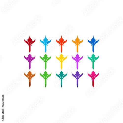  different spectral twin blade icons set 