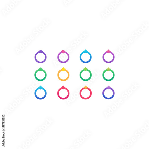 different spectral vine ring icons set 