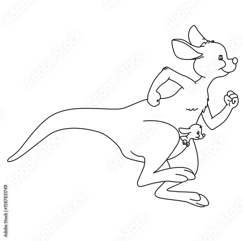 Cute cartoon hand drawn vector Kangaroo outline.