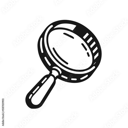 Minimalistic black and white illustration of a magnifying glass  