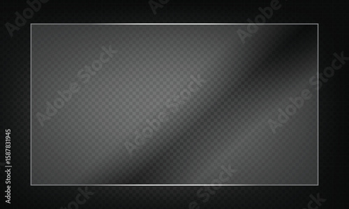 16:9 vector image of a mirror reflection, suitable for application on glass, plastic, or acrylic window surfaces. Offers a glossy, luminous appearance with bright highlights and transparency. 