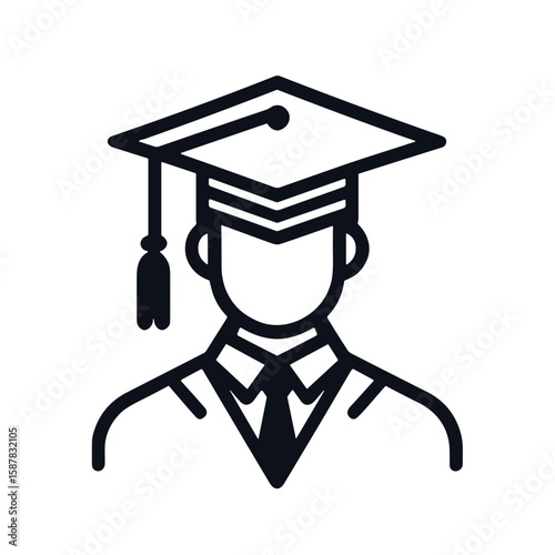 Graduation cap illustration with minimalist design and geometric shapes  