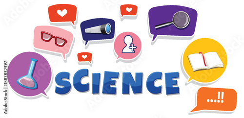 Colorful Science Icons with Speech Bubbles