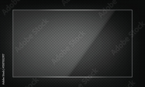 16:9 vector image of a mirror reflection, suitable for application on glass, plastic, or acrylic window surfaces. Offers a glossy, luminous appearance with bright highlights and transparency. 