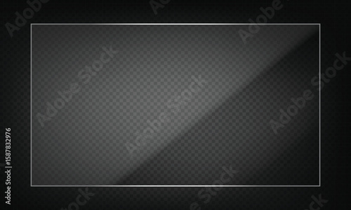 16:9 vector image of a mirror reflection, suitable for application on glass, plastic, or acrylic window surfaces. Offers a glossy, luminous appearance with bright highlights and transparency. 