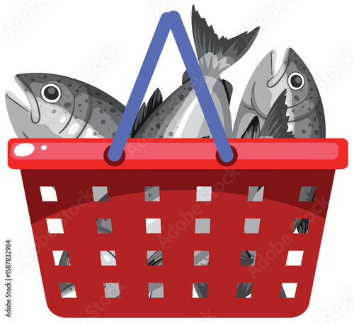 Fresh Fish in Red Basket