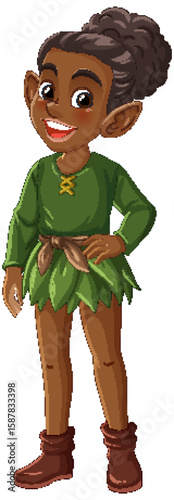 Charming Fairy in Green Leaf Outfit