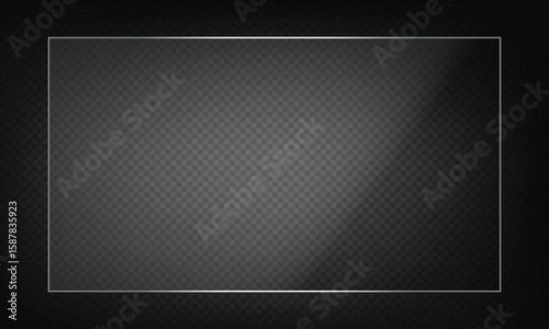 16:9 vector image of a mirror reflection, suitable for application on glass, plastic, or acrylic window surfaces. Offers a glossy, luminous appearance with bright highlights and transparency. 