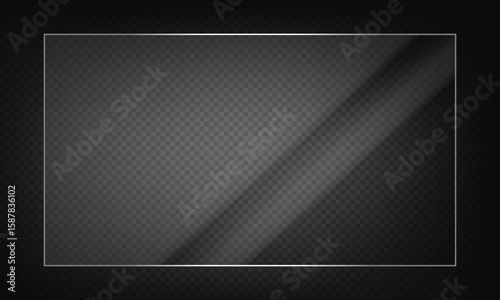 16:9 vector image of a mirror reflection, suitable for application on glass, plastic, or acrylic window surfaces. Offers a glossy, luminous appearance with bright highlights and transparency. 