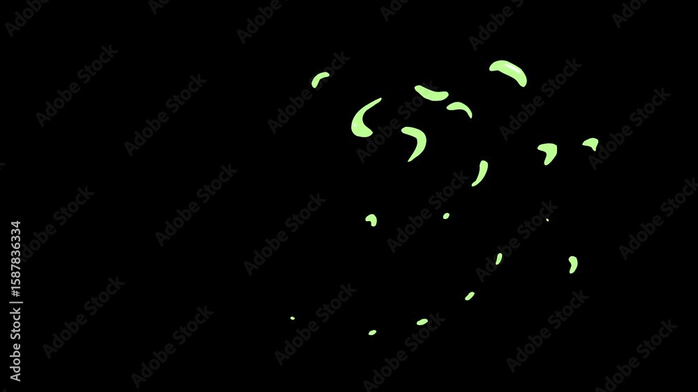 Flash FX cartoon magic spark trail with glittering explosion bursts, glowing energy particles and shiny blast FX on black screen background.