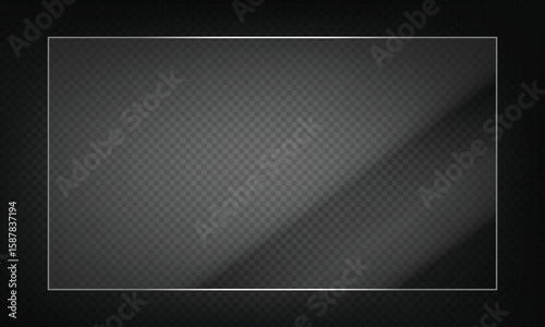 16:9 vector image of a mirror reflection, suitable for application on glass, plastic, or acrylic window surfaces. Offers a glossy, luminous appearance with bright highlights and transparency. 