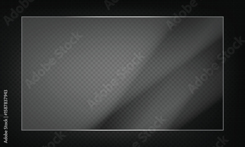 16:9 vector image of a mirror reflection, suitable for application on glass, plastic, or acrylic window surfaces. Offers a glossy, luminous appearance with bright highlights and transparency. 