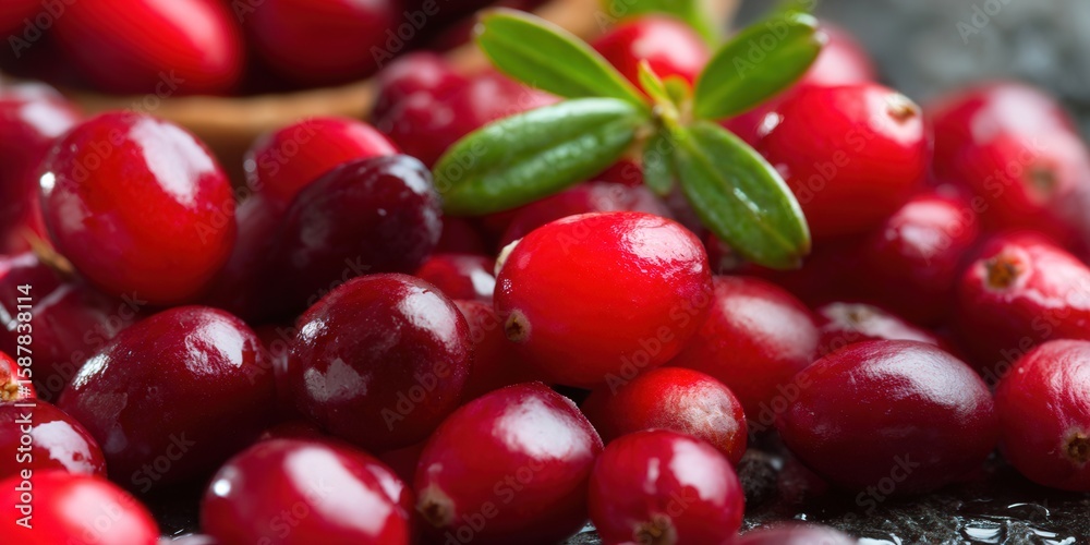 Vibrant red cranberries, a close-up shot of fresh and juicy fruit. Vibrant red cranberries, a close-up shot of fresh and juicy fruit.
