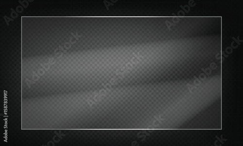 16:9 vector image of a mirror reflection, suitable for application on glass, plastic, or acrylic window surfaces. Offers a glossy, luminous appearance with bright highlights and transparency. 