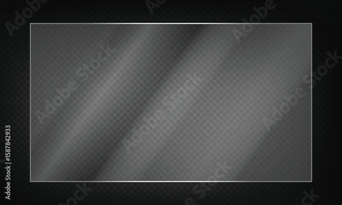 16:9 vector image of a mirror reflection, suitable for application on glass, plastic, or acrylic window surfaces. Offers a glossy, luminous appearance with bright highlights and transparency. 