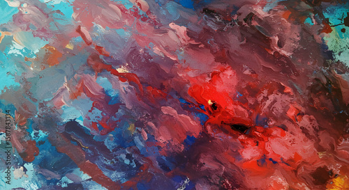 abstract expressionism art acrylic painting as tough brush touch with saturated color palette. generative ai