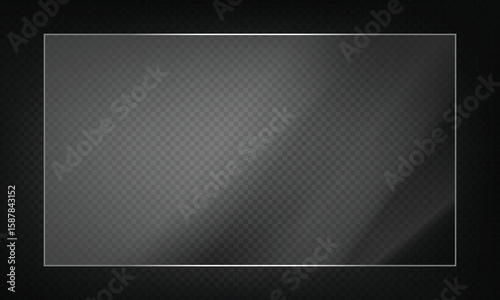 16:9 vector image of a mirror reflection, suitable for application on glass, plastic, or acrylic window surfaces. Offers a glossy, luminous appearance with bright highlights and transparency. 