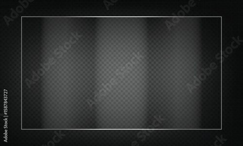 16:9 vector image of a mirror reflection, suitable for application on glass, plastic, or acrylic window surfaces. Offers a glossy, luminous appearance with bright highlights and transparency. 