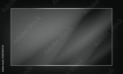 16:9 vector image of a mirror reflection, suitable for application on glass, plastic, or acrylic window surfaces. Offers a glossy, luminous appearance with bright highlights and transparency. 