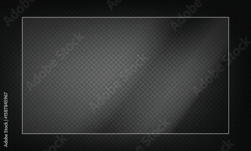 16:9 vector image of a mirror reflection, suitable for application on glass, plastic, or acrylic window surfaces. Offers a glossy, luminous appearance with bright highlights and transparency. 
