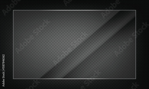 16:9 vector image of a mirror reflection, suitable for application on glass, plastic, or acrylic window surfaces. Offers a glossy, luminous appearance with bright highlights and transparency. 