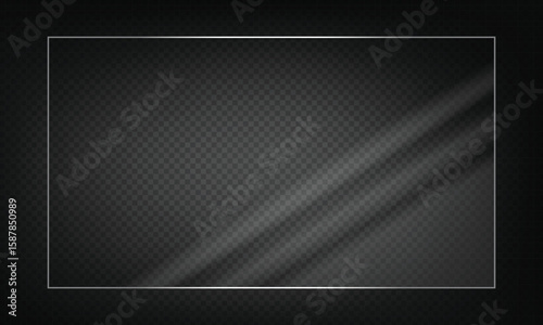 16:9 vector image of a mirror reflection, suitable for application on glass, plastic, or acrylic window surfaces. Offers a glossy, luminous appearance with bright highlights and transparency. 