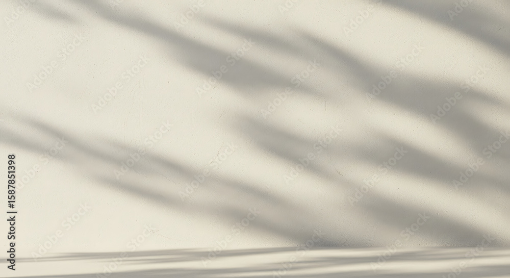 Obraz premium Elegant Wall with Plant Shadows A Tranquil Background for Nature-Inspired Designs and Serene Spaces