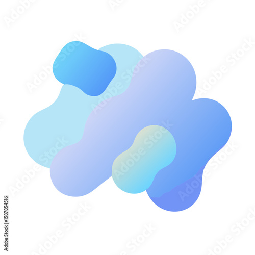 Abstract fluid shapes with a serene gradient of blue and purple hues