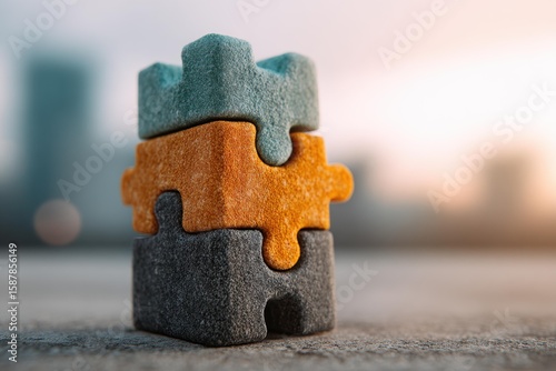 Interlocking Puzzle Pieces Stacked High