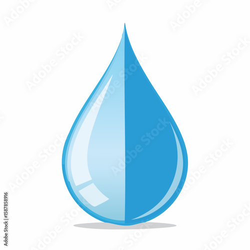 Water drop perfectly divided down the middle, half full illustration