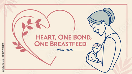 Breastfeeding awareness heart bond illustration for world breastfeeding week campaign and support 2025